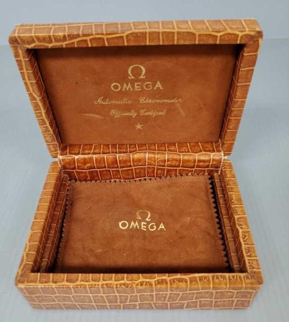 Omega Chronometer Watch Box, Leather, Vintage 1960's